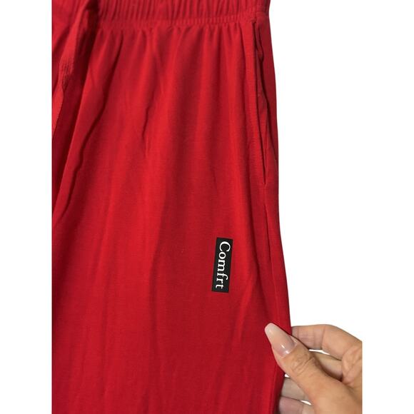 Comfrt Red Wide-Leg Lounge Pants – Size M – Soft Cotton - Picture 2 of 5